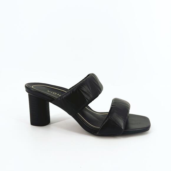 Vionic Womens Emaline Sandals Size 5 Heels Arch Support Comfort Leather Black - Picture 1 of 9